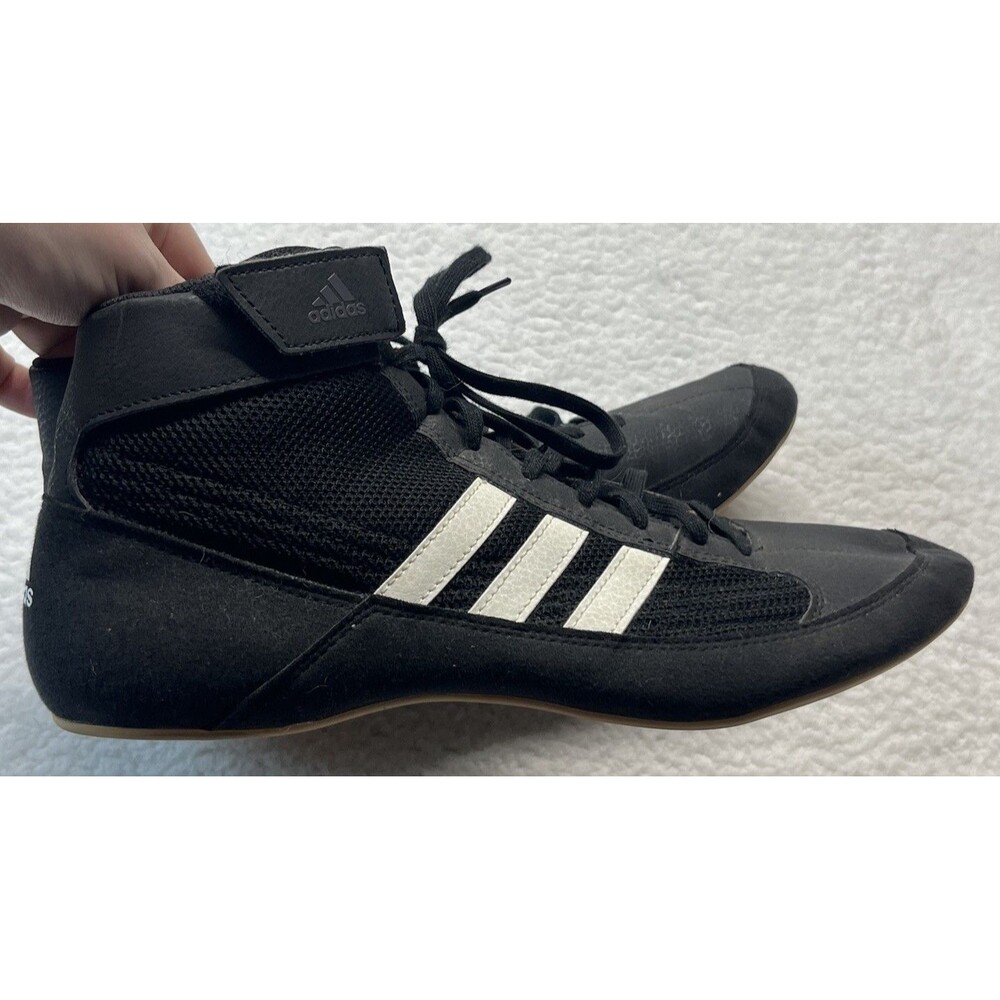 Adidas Wrestling Shoes Mens 13 HVC 2 Black White Sneakers AAQ3325 Logo Sports